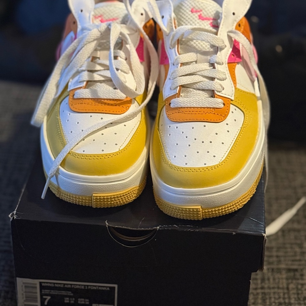 Nike Air Force 1 Yellow and Pink Sneakers